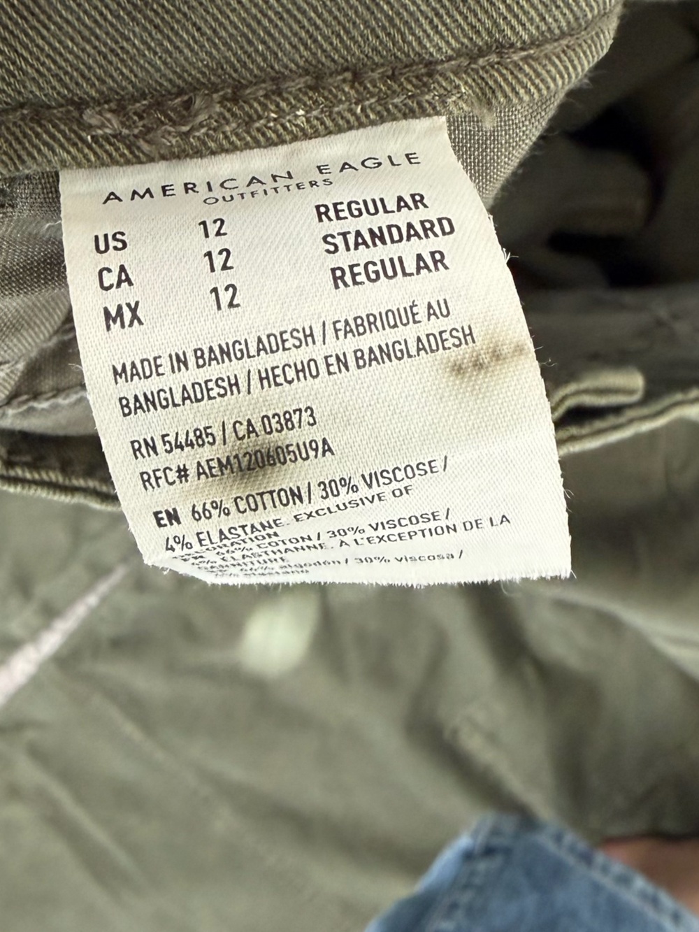 American Eagle Super High-Rise Baggy Wide Leg Cargo Pants in olive green, Sz 12 - Picture 7 of 8